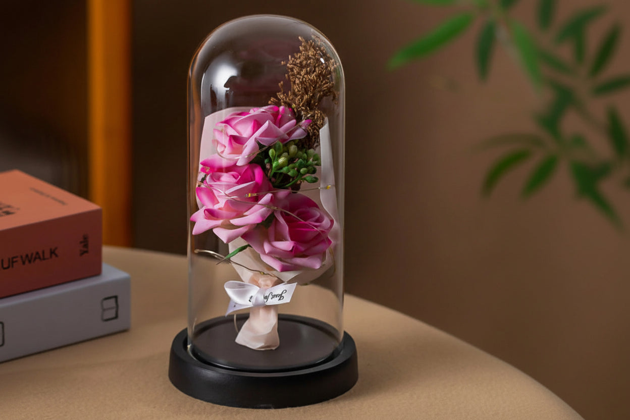 LED Galaxy Three Rose Artificial Flowers, Wedding Decoration, Creative Valentine'S Day and Mother'S Day Gift without Battery 1Pc