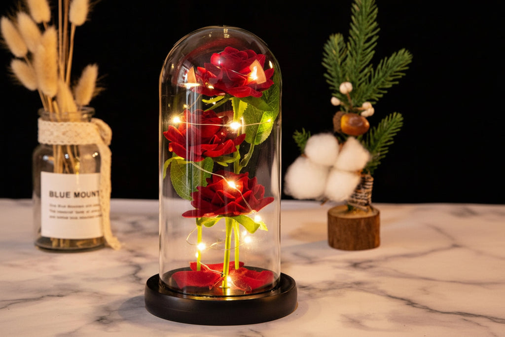 LED Galaxy Three Rose Artificial Flowers, Wedding Decoration, Creative Valentine'S Day and Mother'S Day Gift without Battery 1Pc