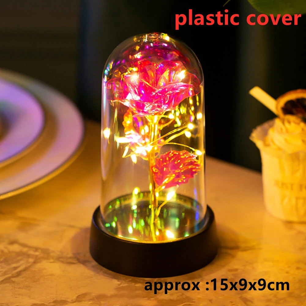 LED Galaxy Three Rose Artificial Flowers, Wedding Decoration, Creative Valentine'S Day and Mother'S Day Gift without Battery 1Pc